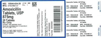 Label 875mg 20ct (Label Amoxicillin Caps 875mg Bpi(10544 434 20) West Ward(0143 9951 01) Rev1)